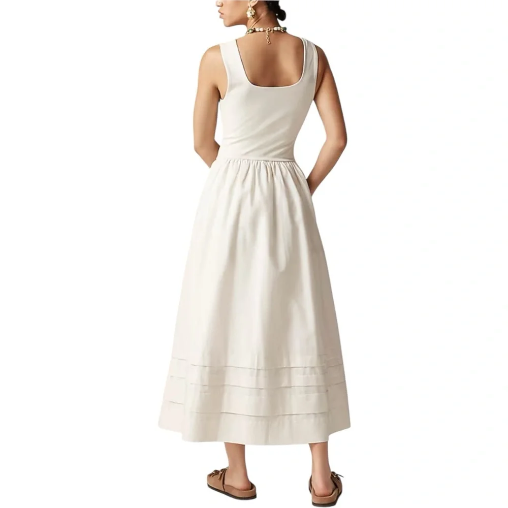 J. Crew Cream Scoop-Neck Midi Dress
